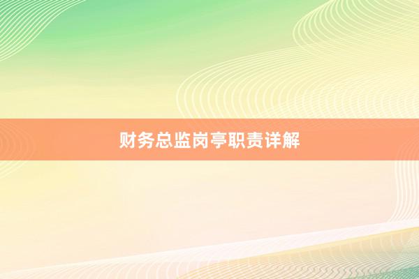财务总监岗亭职责详解